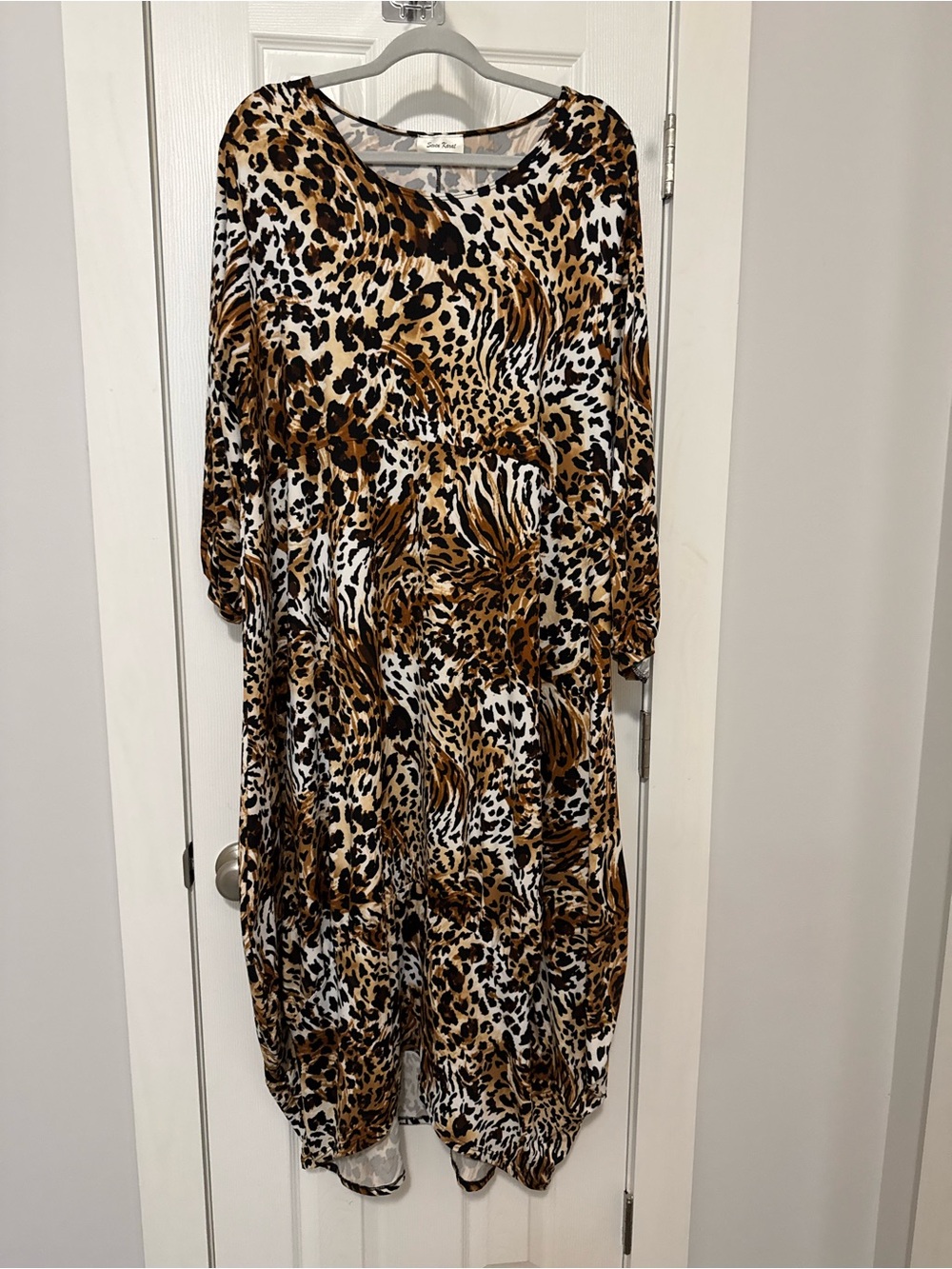 Animal Print Midi Dress in Brown and Black